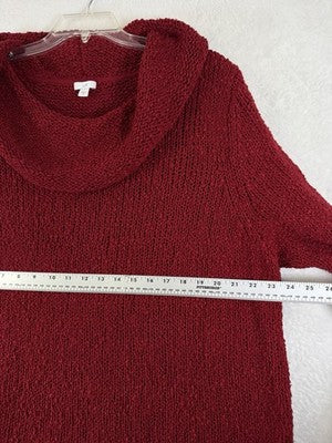 J Jill 3X Sweater Top Cowl Neck Red Long Sleeve Womens Plus Size