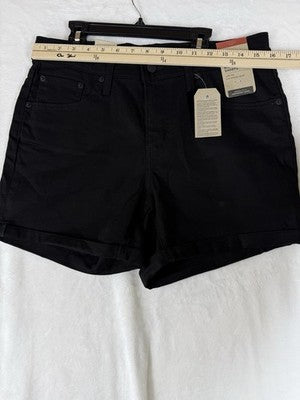Levis Jean Shorts Women 30 Black Mid Rise 5” Roll Cuff Denim New NWT