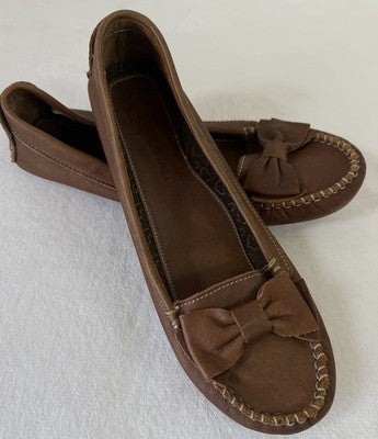 Soul Of Africa Shoes 42 Womens Loafers Bow Glove Leather Brown Slip On