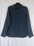 J Crew Boy Fit Shirt 14 Womens Green Blue Plaid Long Sleeve Top Button Up