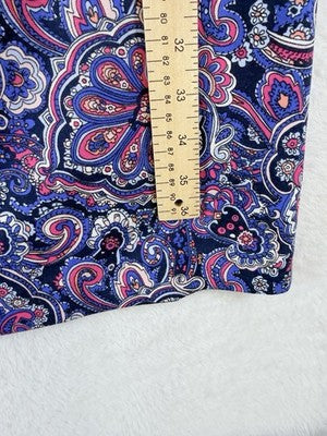 Talbots Dress Small Sleeveless Shift Knit Blue Paisley Womens