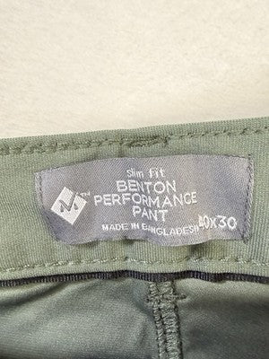 Members Mark Benton Slim Fit Performance Pants 40x30 Green Sam’s Club New NWT