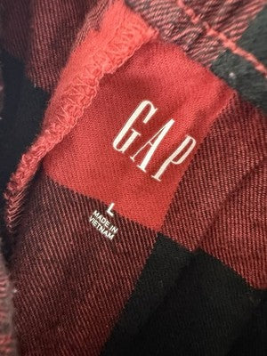 Gap Flannel Pajama Pants Mens Large Red Black Buffalo Check Plaid Drawstring PJ
