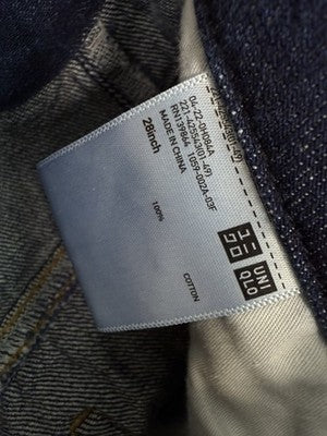 Uniqlo Jeans Womens 10 Relaxed Fit Tapered High Rise Dark Blue Denim