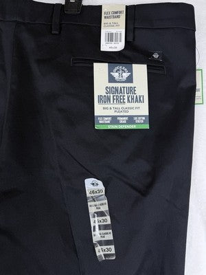 Dockers Signature Pleated Khaki Pants 46x30 Big & Tall Mens Black New NWT