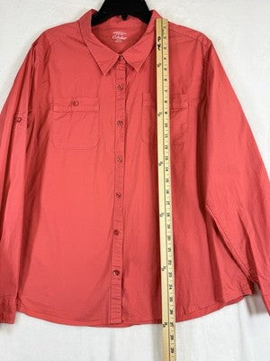 Cabelas Womens Shirt Utility XL Coral Long Sleeve Buttton Up Top