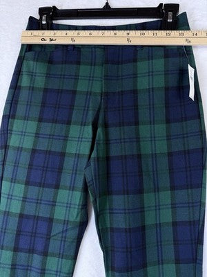 Old Navy Pixie High Rise Pants 2 Womens Green Blue Tartan Plaid New