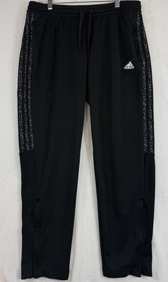 Adidas Pants Women XL 3 Stripes Black Animal Print Track Aeroready