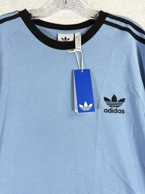 Adidas 3 Stripes T Shirt 2XL Mens Blue Tee Short Sleeve Embroidered New NWT