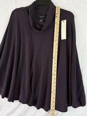 Kersh Cowl Neck Sweater Poncho Plum Purple OSFA Cotton Modal Womens New NWT