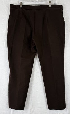 Susan Graver Smart Ponte Pants XL Petite Dark Brown Pull On Knit Slim Leg Womens