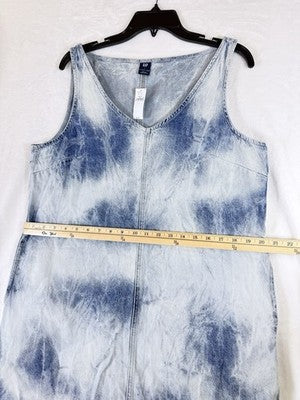 Gap UltraSoft Denim Mini Dress Large Womens Sleeveless Jean Blue Cloud Wash New
