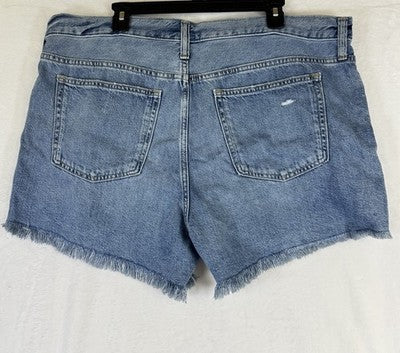 Gap Ultrasoft Denim Shorts 34 Womens 18 Blue Fringe Jean Mid Rise Cut Off New