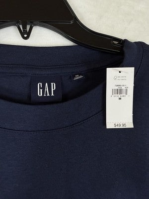 Gap Ruched Mini Dress Medium Short Sleeve Navy Blue Knit Womens Cotton Modal New