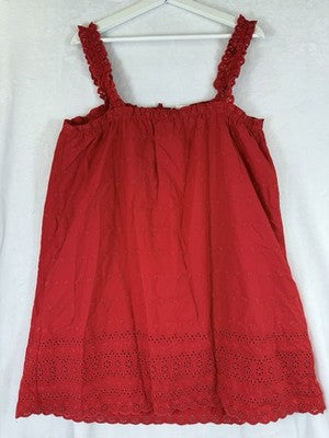Gap × DÔEN Eyelet Shift Mini Dress Large Women Red Sleeveless Short Doen New