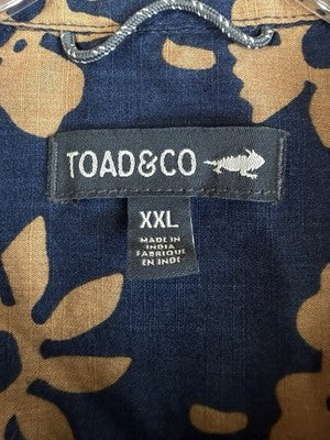 Toad And Co Mens Shirt XXL Mattock Blue Floral Print Short Sleeve Button Up