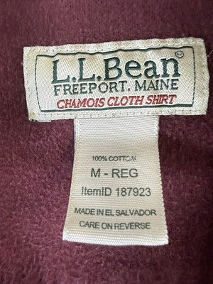 LL Bean Chamois Cloth Shirt Mens Medium Burgundy Red Button Up Long Sleeve