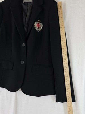 Liz Claiborne Blazer 6 Womens Black Wool Blend Logo Jacket