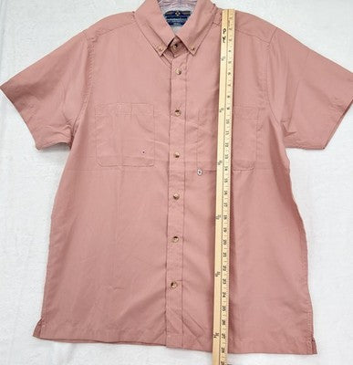 X Caster Shirt Small Salmon Pink Short Sleeve Button Up Mens XCaster Fishing UPF