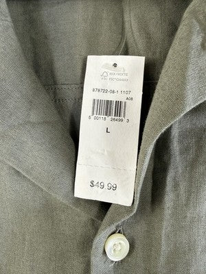 Gap Mens Linen Blend Shirt Large Short Sleeve Green Vacay Button Up Down New NWT
