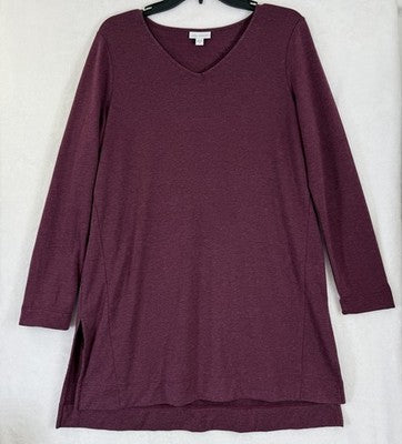 J Jill Pure Jill Luxe Tencel Top Medium Long Sleeve Burgundy Womens