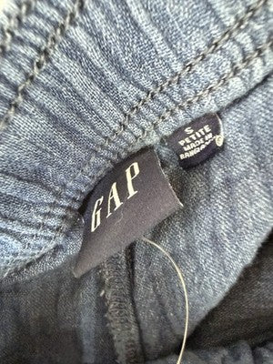 Gap Cotton Gauze Easy Barrel Pants Small Petite Womens Blue Pull On Summer New