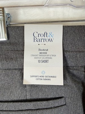 Croft And Barrow Effortless Stretch Pants 10 Short Gray Womens Bootcut New NWT