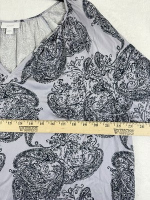 J Jill Pure Jill Large Tunic Top Blouse Long Sleeve Purple Paisley Boho