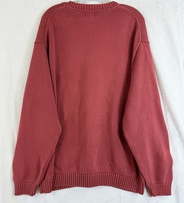 LL Bean Sweater Mens XXL Red V Neck Pullover 100% Cotton Vintage