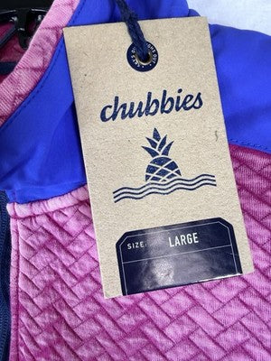 Chubbies Large Pullover 1/4 Zip Shirt Let Me Pink Quilted Sweatshirt New NWT