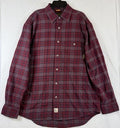 Timberland Flannel Shirt Medium Mens Button Down Burgundy Red Plaid Long Sleeve