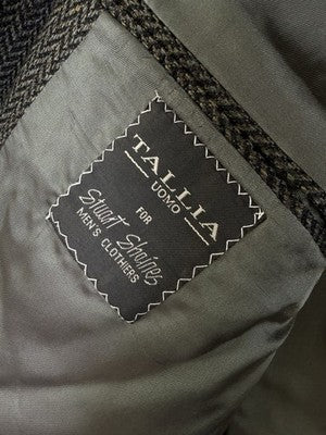 Tallia Mens Blazer 46R Wool Silk Suit Jacket Gray Herringbone