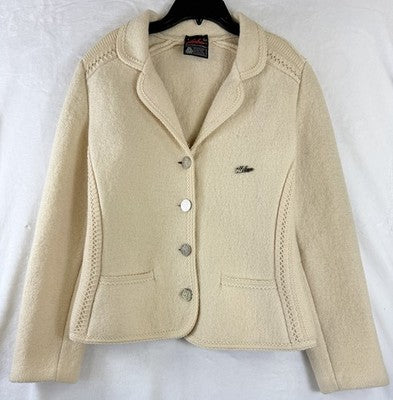 Arber Strickmodern Jacket 36 Boiled Wool Blazer *FlawRead