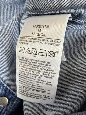 Gap Denim Mini Dress Medium Petite Womens Blue Jean Button Front Strapless New