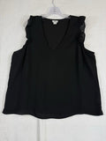 J Crew Top 18 Womens Black Sleeveless Ruffle Sleeve Lightweight