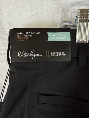 Walter Hagen Golf Shorts 44 Black Perfect 11 Mens 10” Big Tall New NWT