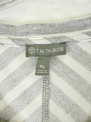 T By Talbots Dress Medium Petite Short Sleeve Gray French Terry A Line Women MP