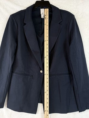 Marla Wynne Layers Large Jacket 360 Stretch Blazer Navy Blue Womens