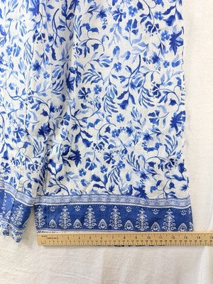 Joie Linen Wide Leg Pants Medium Crop Blue Floral Pull On Womens