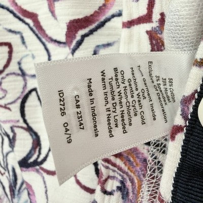 T By Talbots Top 3/4 Sleeve XS Petite Womens Button Hem Purple Print Knit