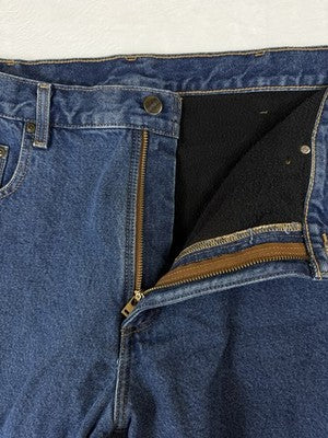 Carhartt Fleece Lined Jeans 38x30 Mens Relaxed Fit Straight Leg Blue