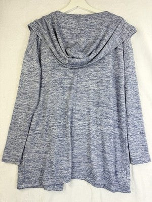 Gap Softspun Hooded Cardigan Small Open Front Blue Jersey Knit Women