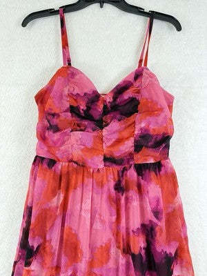 Stitch Fix Dress Medium Sleeveless Midi General Good Ruched Pink Fit & Flare