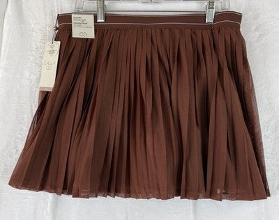Calia Pleated Tennis Skort Large Brown Womens Skirt W/ Shorts New NWT