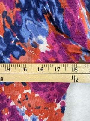 Talbots Charming Cardigan Sweater Medium Pink Blue Floral Womens 3/4 Sleeve