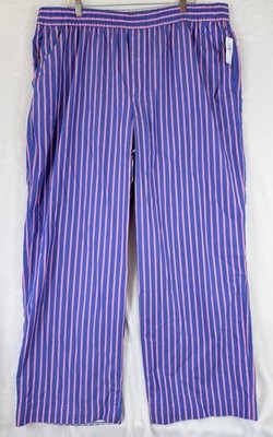 Gap Easy Wide Leg Pants XL Womens Organic Cotton Poplin Pull On Blue Stripe New