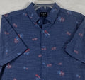 Hurley Shirt Men’s Small Short Sleeve Blue Tropical Birds Button Up Summer NEW