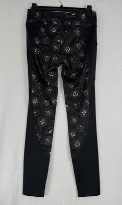 Nike Womens Small Racer Printed Running Tights Black Hibiscus Floral