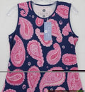 Ana Claire Dress Small Sleeveless Flounce Knit Pink Blue Paisley Women New NWT