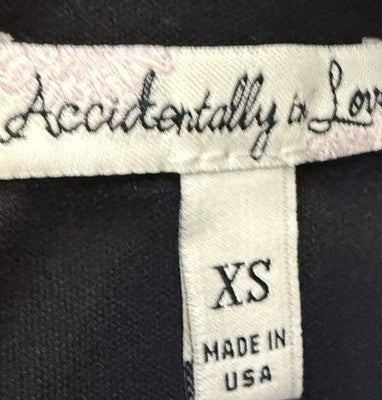 Accidentally In Love Dress XS Sleeveless Mini Black Purple Floral Shift Made USA